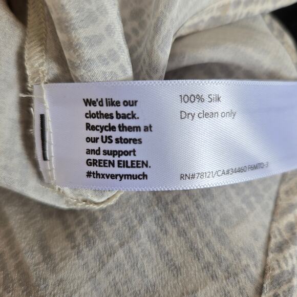 Eileen Fisher Metaphor Silk Blouse Printed Neutrals Relaxed Fit Gray Women XS - Picture 11 of 11